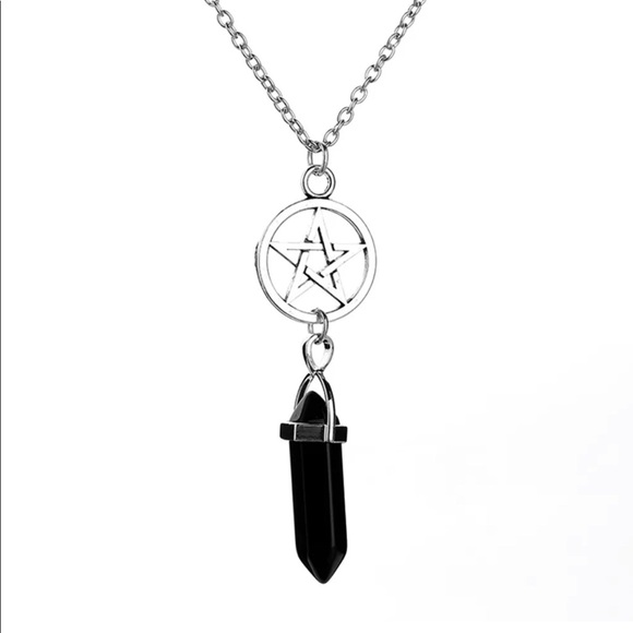 Pentagram Star Necklace Black Onyx Crystal Energy - Picture 6 of 8